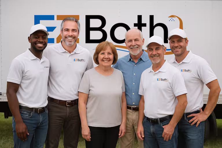 EZ Bath team with happy customer