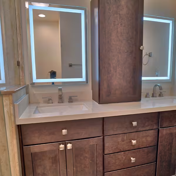 Lighted mirrors and new vanities