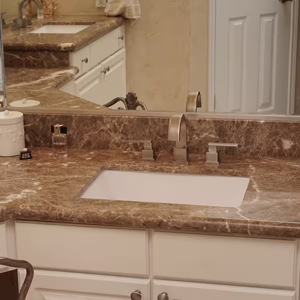 Light Emperador marble countertops